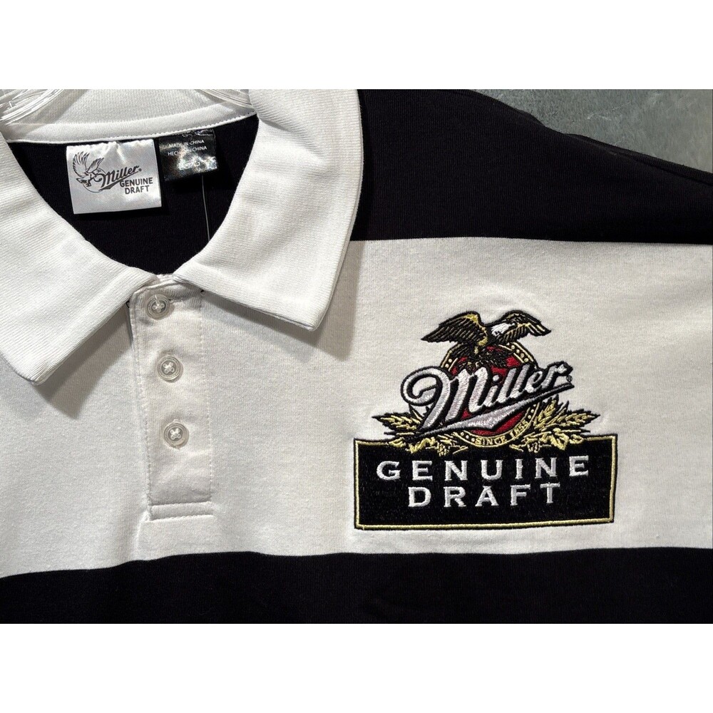 Rugby Polo Miller Genuine Draft Officially Licensed Men's Medium Embroidered NWT